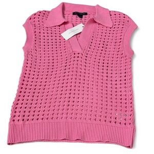 NWT French Connection Light Pink See Through Holes Sweater Vest Size XS